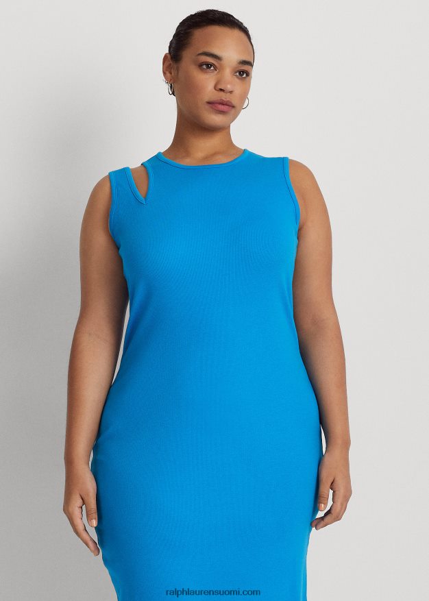 Ralph Lauren naiset puuvillasekoitteinen hihaton midi-mekko 0Z24ZR4552 liekehtivä valtameri