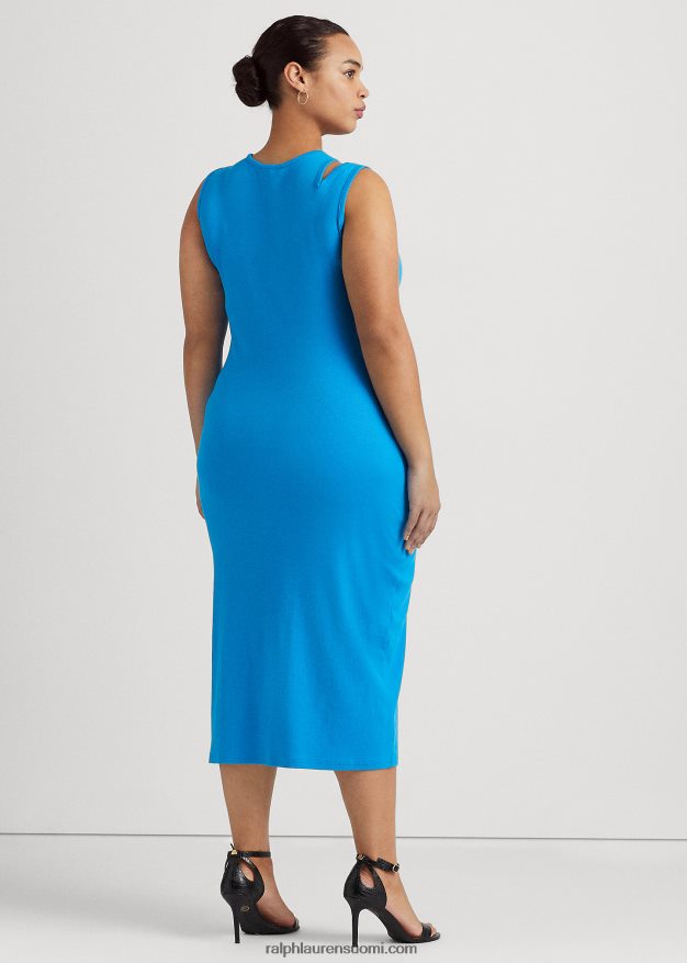 Ralph Lauren naiset puuvillasekoitteinen hihaton midi-mekko 0Z24ZR4552 liekehtivä valtameri