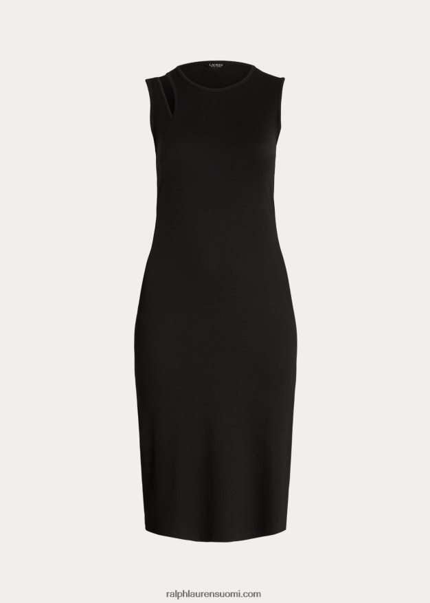 Ralph Lauren naiset puuvillasekoitteinen hihaton midi-mekko 0Z24ZR4553 musta
