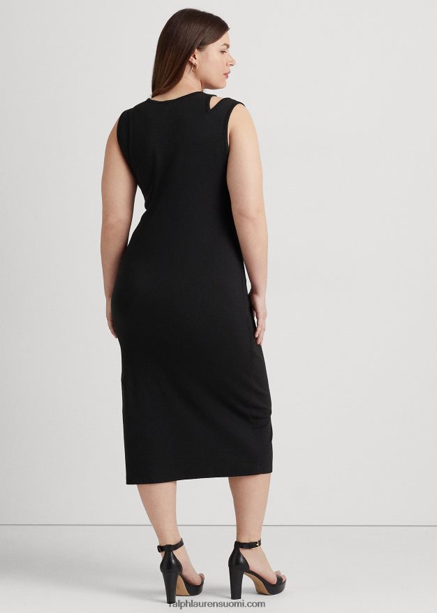 Ralph Lauren naiset puuvillasekoitteinen hihaton midi-mekko 0Z24ZR4553 musta
