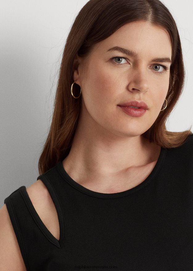 Ralph Lauren naiset puuvillasekoitteinen hihaton midi-mekko 0Z24ZR4553 musta