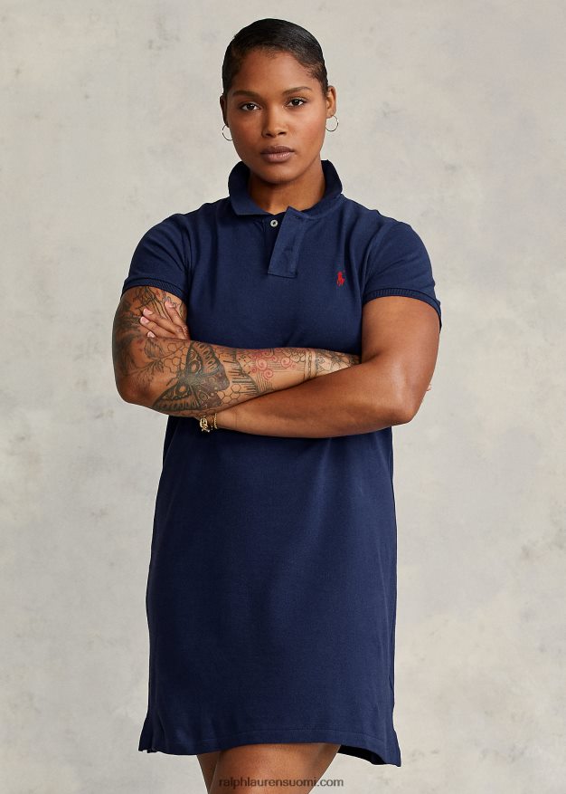 Ralph Lauren naiset puuvillaverkkomainen poolomekko 0Z24ZR9243 newportin laivasto