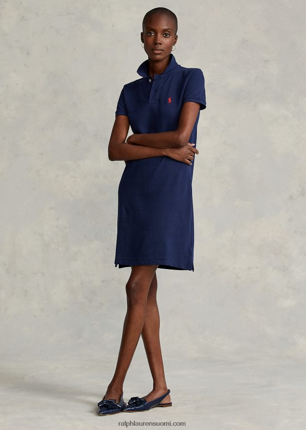Ralph Lauren naiset puuvillaverkkomainen poolomekko 0Z24ZR9243 newportin laivasto