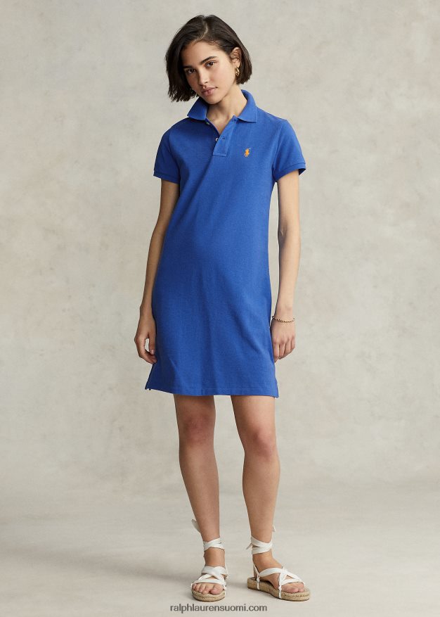 Ralph Lauren naiset puuvillaverkkomainen poolomekko 0Z24ZR9244 uusi iiriksen sininen