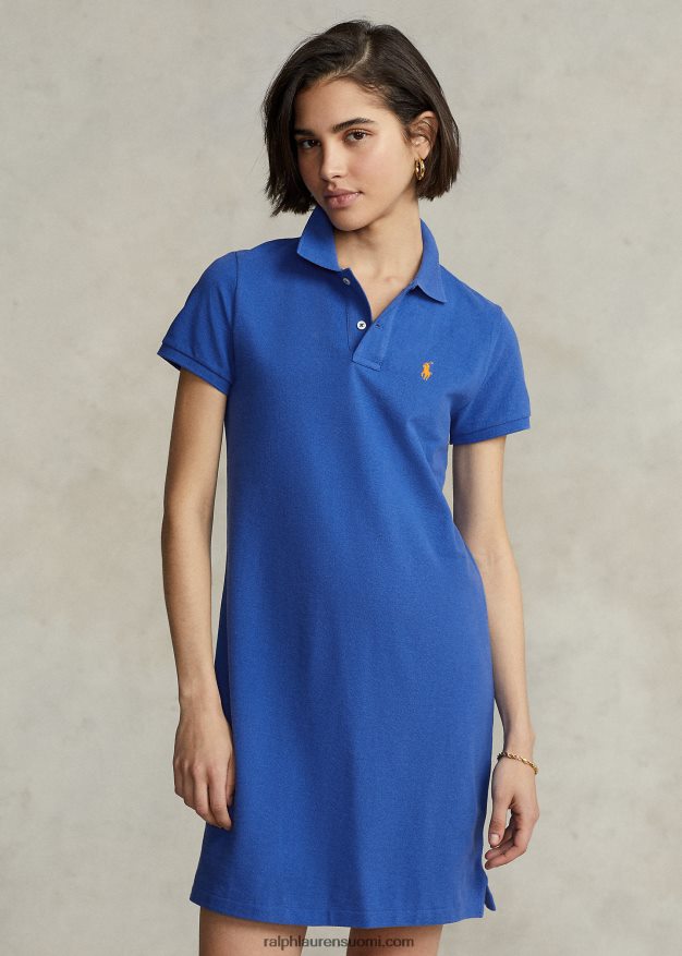 Ralph Lauren naiset puuvillaverkkomainen poolomekko 0Z24ZR9244 uusi iiriksen sininen