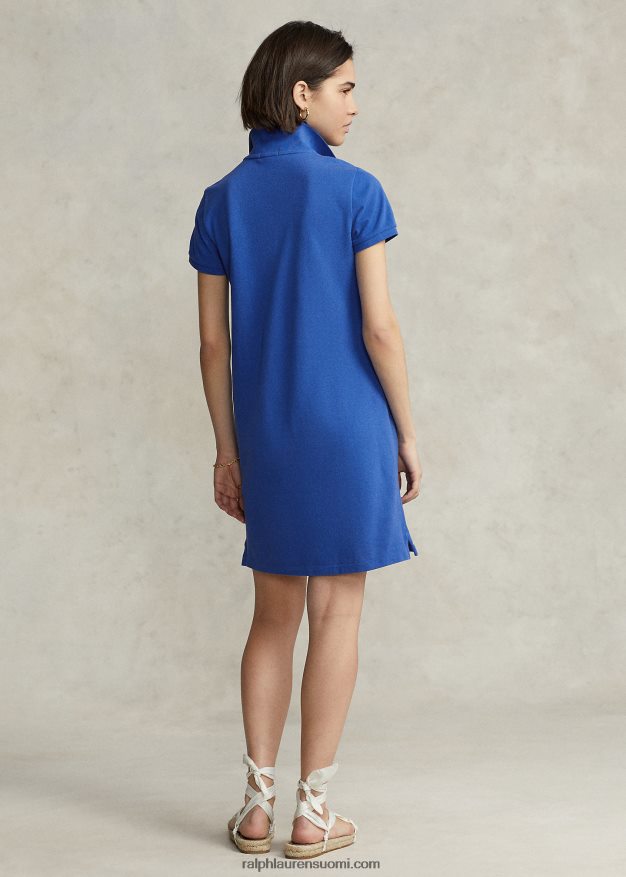 Ralph Lauren naiset puuvillaverkkomainen poolomekko 0Z24ZR9244 uusi iiriksen sininen