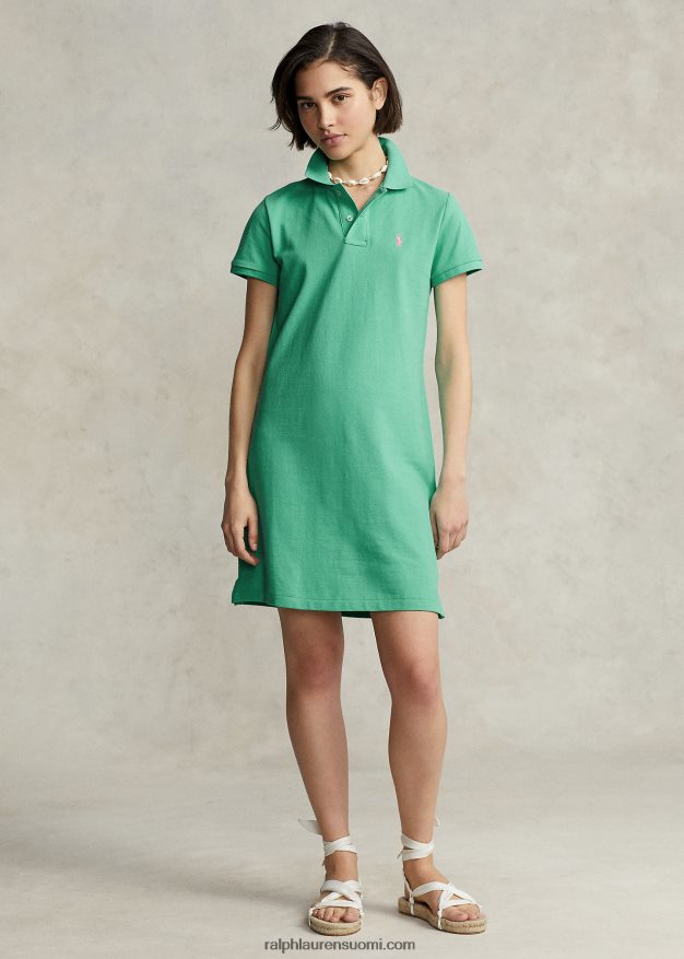 Ralph Lauren naiset puuvillaverkkomainen poolomekko 0Z24ZR9246 auringonlaskun vihreä