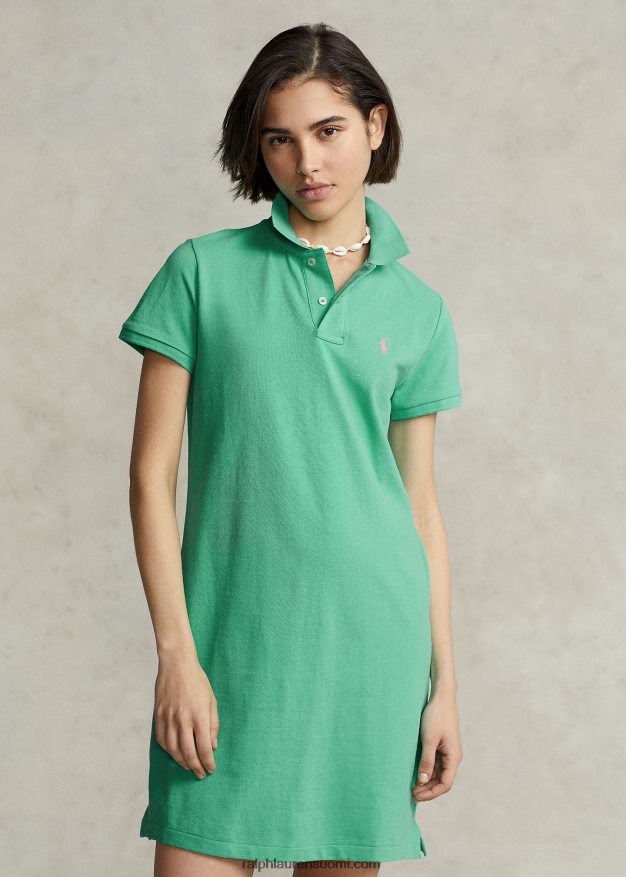 Ralph Lauren naiset puuvillaverkkomainen poolomekko 0Z24ZR9246 auringonlaskun vihreä