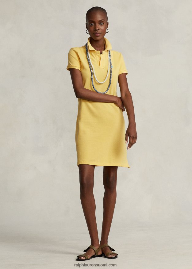 Ralph Lauren naiset puuvillaverkkomainen poolomekko 0Z24ZR9247 maissin keltainen