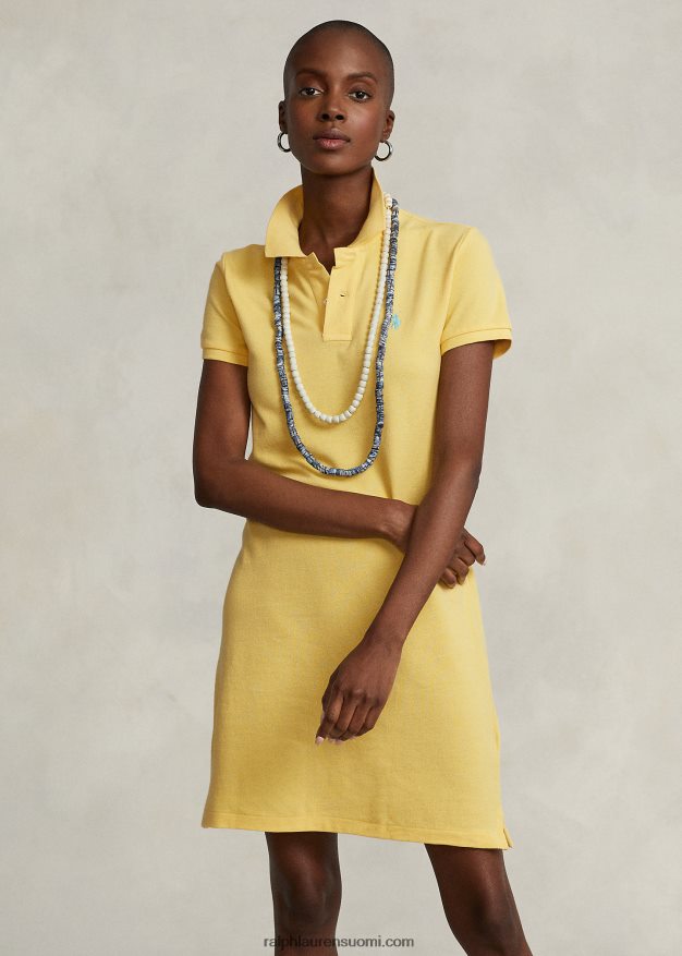 Ralph Lauren naiset puuvillaverkkomainen poolomekko 0Z24ZR9247 maissin keltainen