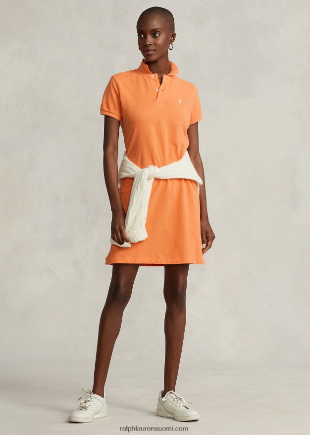 Ralph Lauren naiset puuvillaverkkomainen poolomekko 0Z24ZR9248 key west oranssi