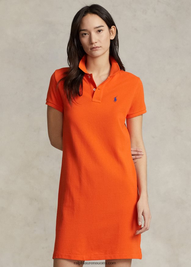 Ralph Lauren naiset puuvillaverkkomainen poolomekko 0Z24ZR9249 purjehtiva oranssi