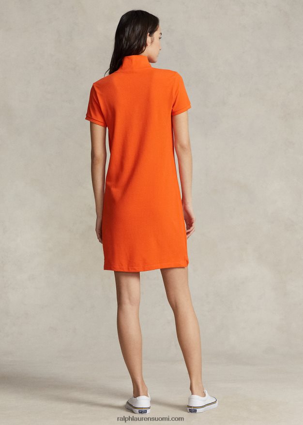 Ralph Lauren naiset puuvillaverkkomainen poolomekko 0Z24ZR9249 purjehtiva oranssi