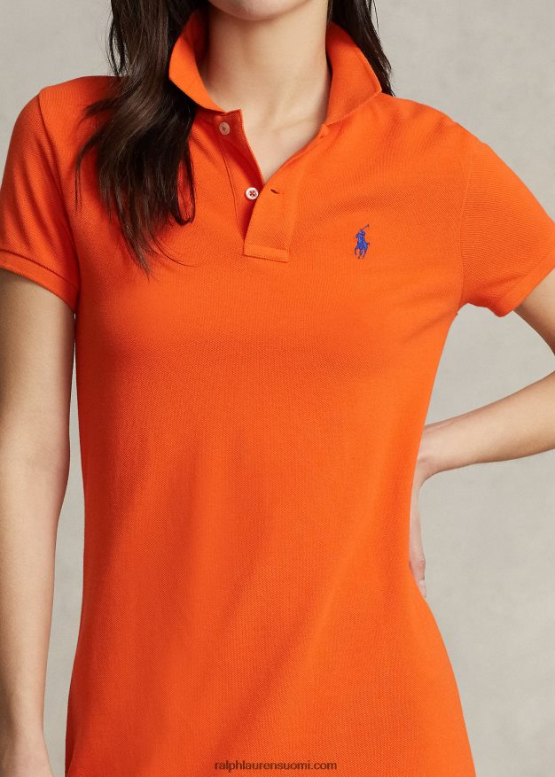 Ralph Lauren naiset puuvillaverkkomainen poolomekko 0Z24ZR9249 purjehtiva oranssi