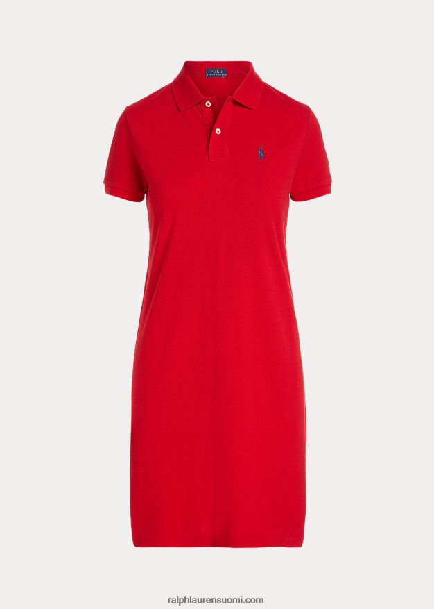 Ralph Lauren naiset puuvillaverkkomainen poolomekko 0Z24ZR9250 punainen