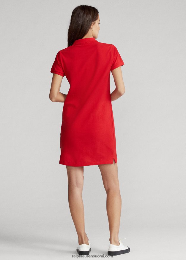 Ralph Lauren naiset puuvillaverkkomainen poolomekko 0Z24ZR9250 punainen