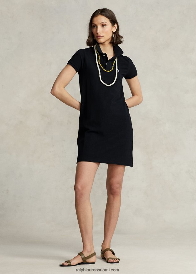 Ralph Lauren naiset puuvillaverkkomainen poolomekko 0Z24ZR9254 musta