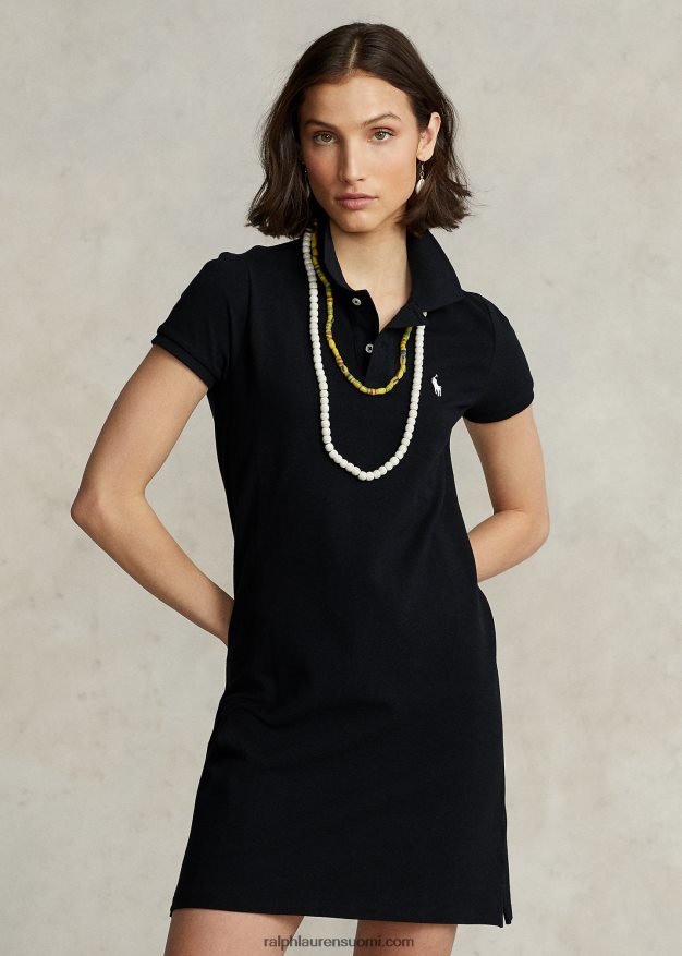 Ralph Lauren naiset puuvillaverkkomainen poolomekko 0Z24ZR9254 musta