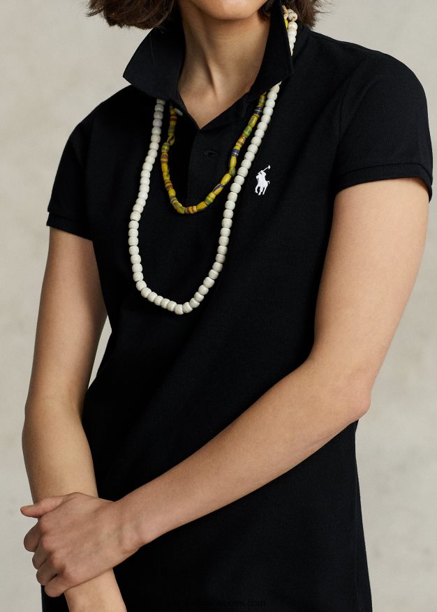 Ralph Lauren naiset puuvillaverkkomainen poolomekko 0Z24ZR9254 musta