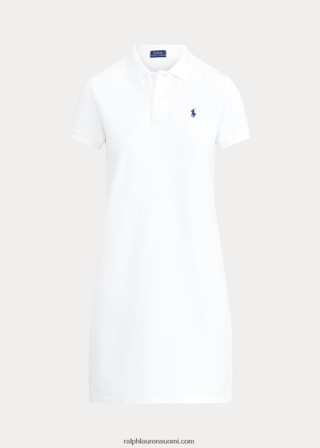 Ralph Lauren naiset puuvillaverkkomainen poolomekko 0Z24ZR9255 valkoinen
