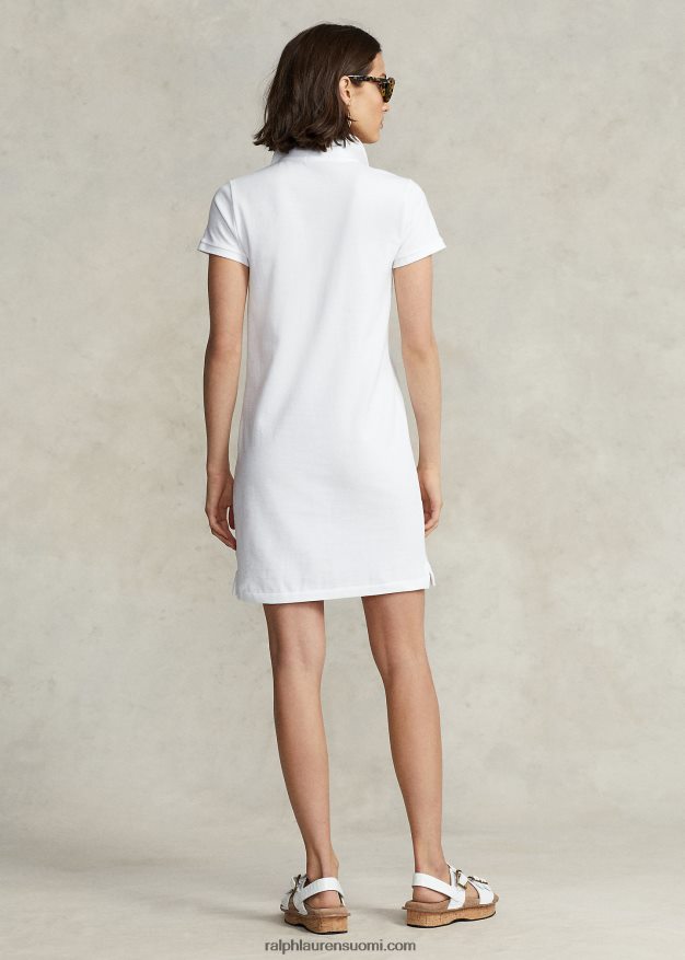 Ralph Lauren naiset puuvillaverkkomainen poolomekko 0Z24ZR9255 valkoinen