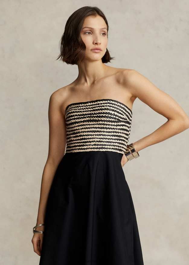Ralph Lauren naiset raffia-bodice hybridi olkaimeton mekko 0Z24ZR9186