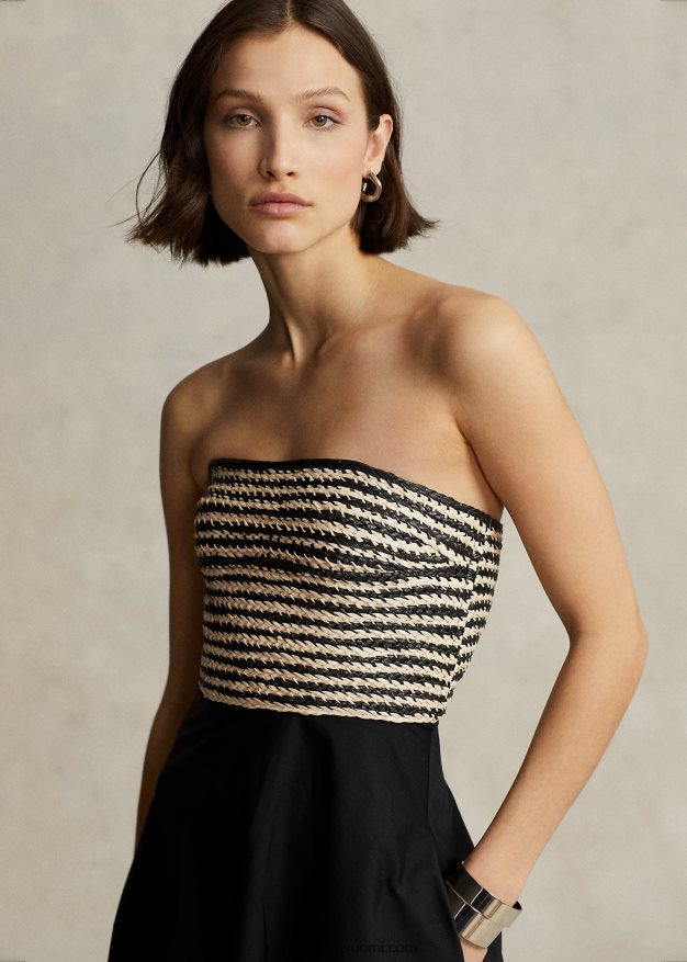 Ralph Lauren naiset raffia-bodice hybridi olkaimeton mekko 0Z24ZR9186