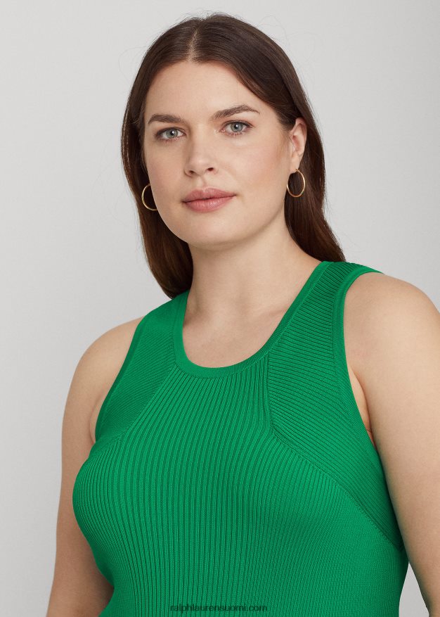 Ralph Lauren naiset rib-neulottu hihaton mekko 0Z24ZR4543 palmun lehtiä