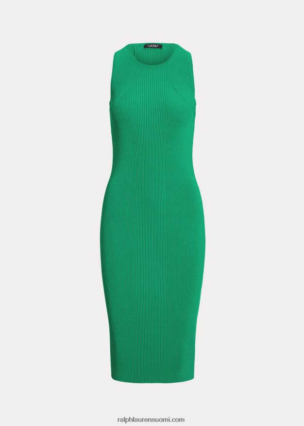 Ralph Lauren naiset rib-neulottu hihaton mekko 0Z24ZR9461 palmun lehtiä