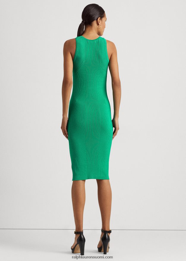 Ralph Lauren naiset rib-neulottu hihaton mekko 0Z24ZR9461 palmun lehtiä