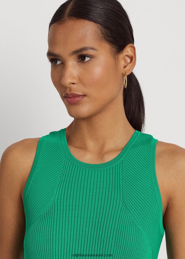 Ralph Lauren naiset rib-neulottu hihaton mekko 0Z24ZR9461 palmun lehtiä