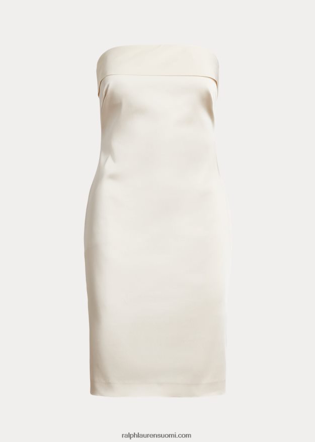 Ralph Lauren naiset rusetti satiinista olkaimeton cocktailmekko 0Z24ZR3981 mascarpone-kermaa