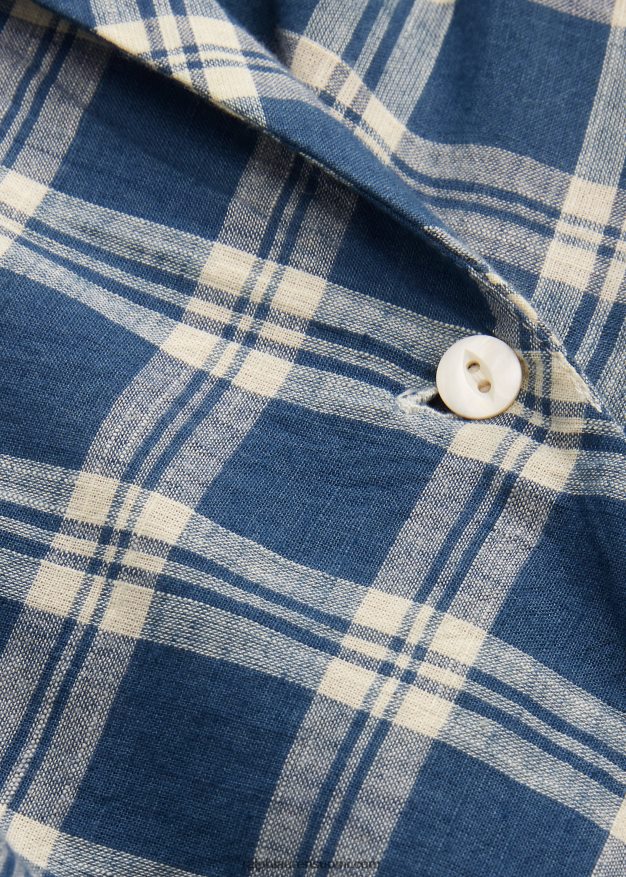 Ralph Lauren naiset ruudullinen puuvillainen voile-mekko 0Z24ZR3655 sininen/kerma