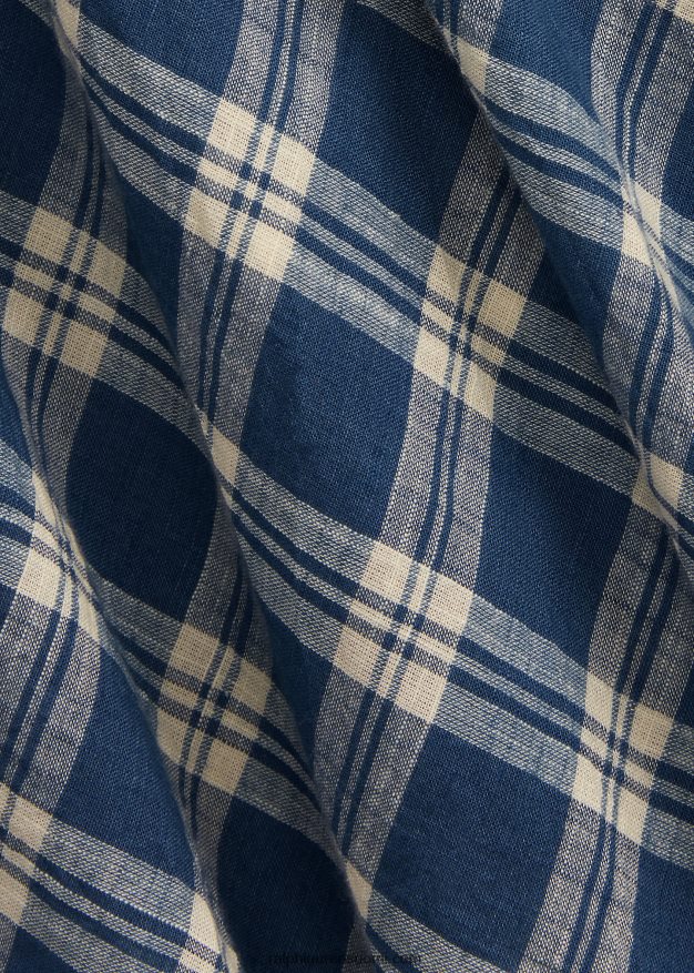 Ralph Lauren naiset ruudullinen puuvillainen voile-mekko 0Z24ZR3655 sininen/kerma