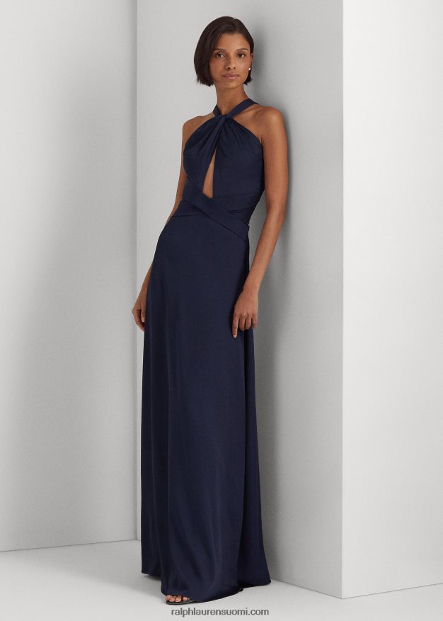 Ralph Lauren naiset satiininen riimupuku 0Z24ZR3983 hienostunut laivasto