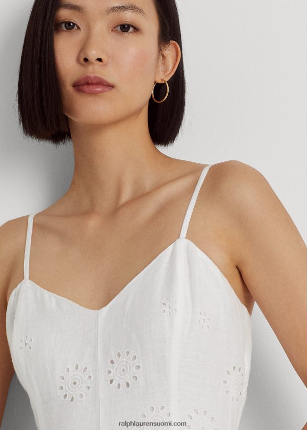 Ralph Lauren naiset silmukalla brodeerattu pellavamekko 0Z24ZR3927