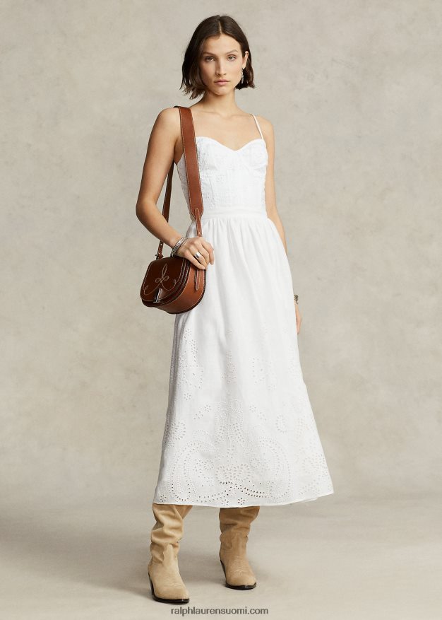 Ralph Lauren naiset silmukka pellava bustier 0Z24ZR2992 valkoinen