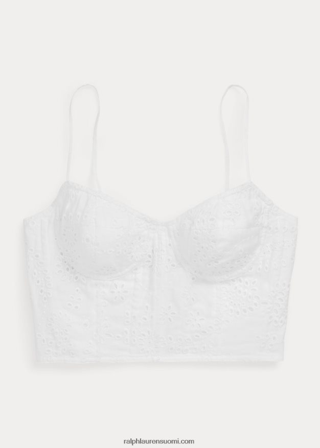 Ralph Lauren naiset silmukka pellava bustier 0Z24ZR2992 valkoinen