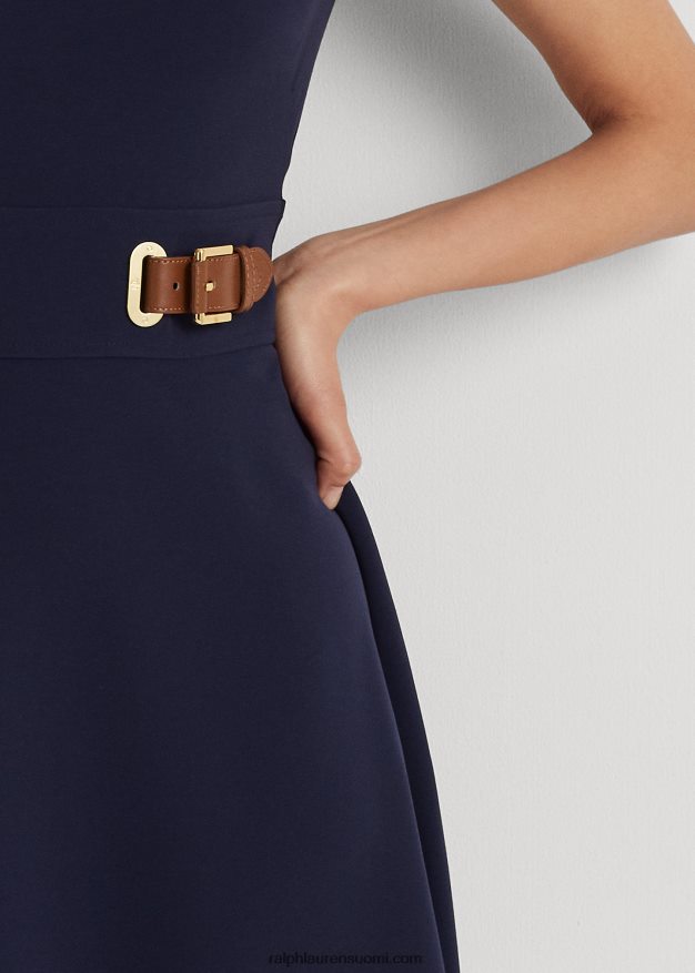 Ralph Lauren naiset soljella koristeltu kaksipuolinen kreppimekko 0Z24ZR3938 hienostunut laivasto