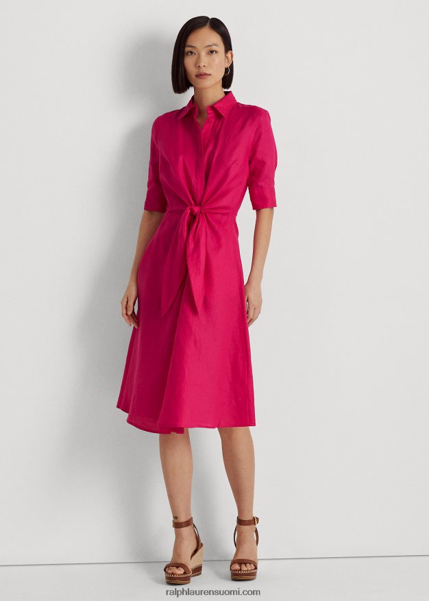 Ralph Lauren naiset solmittava pellavapaitamekko 0Z24ZR3840 urheilu pinkki