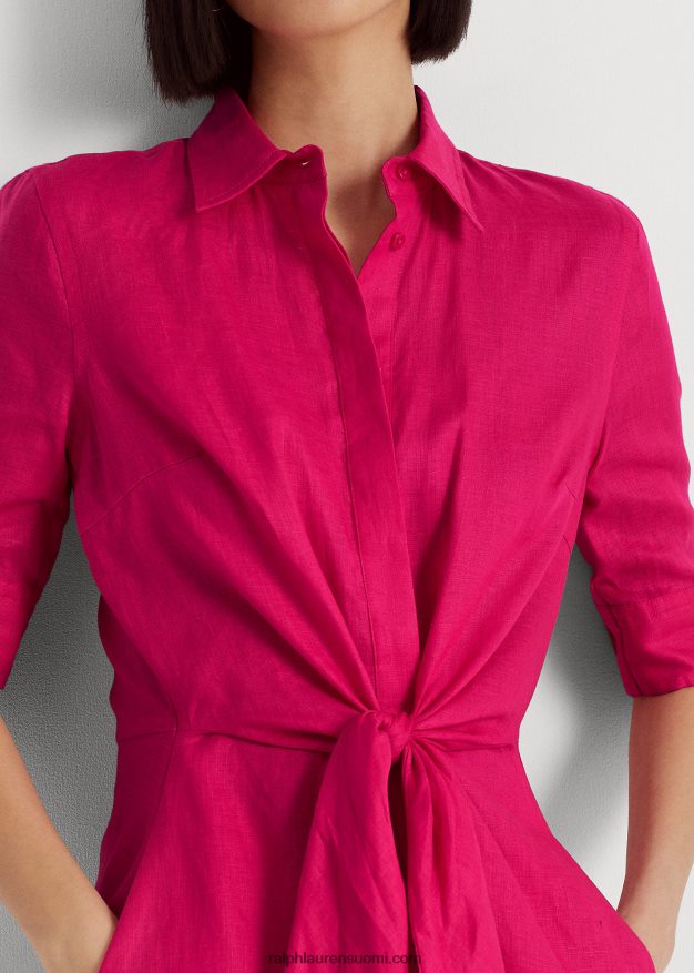 Ralph Lauren naiset solmittava pellavapaitamekko 0Z24ZR3840 urheilu pinkki
