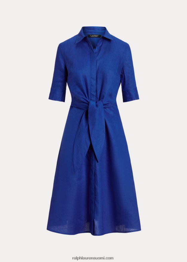 Ralph Lauren naiset solmittava pellavapaitamekko 0Z24ZR3841 sininen saturn