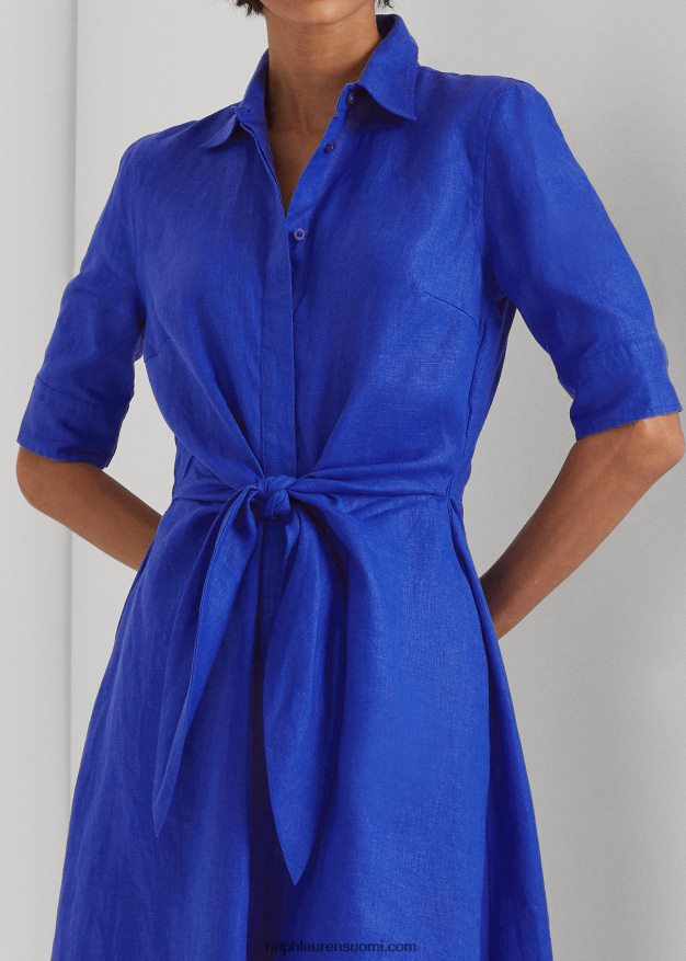 Ralph Lauren naiset solmittava pellavapaitamekko 0Z24ZR3841 sininen saturn