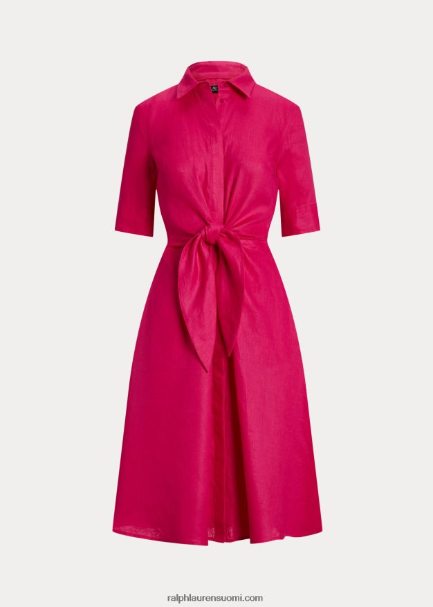 Ralph Lauren naiset solmittava pellavapaitamekko 0Z24ZR4316 urheilu pinkki