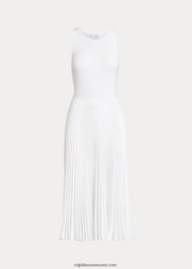 Ralph Lauren naiset spelman-kokoelman laskostettu mekko 0Z24ZR3313 valkoinen