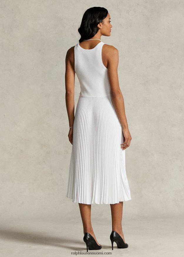 Ralph Lauren naiset spelman-kokoelman laskostettu mekko 0Z24ZR3313 valkoinen