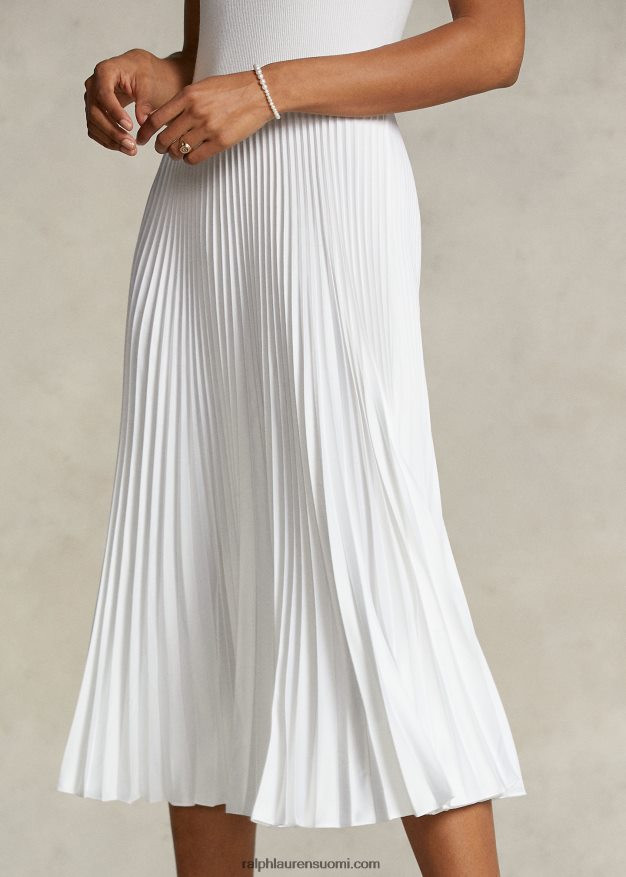 Ralph Lauren naiset spelman-kokoelman laskostettu mekko 0Z24ZR3313 valkoinen