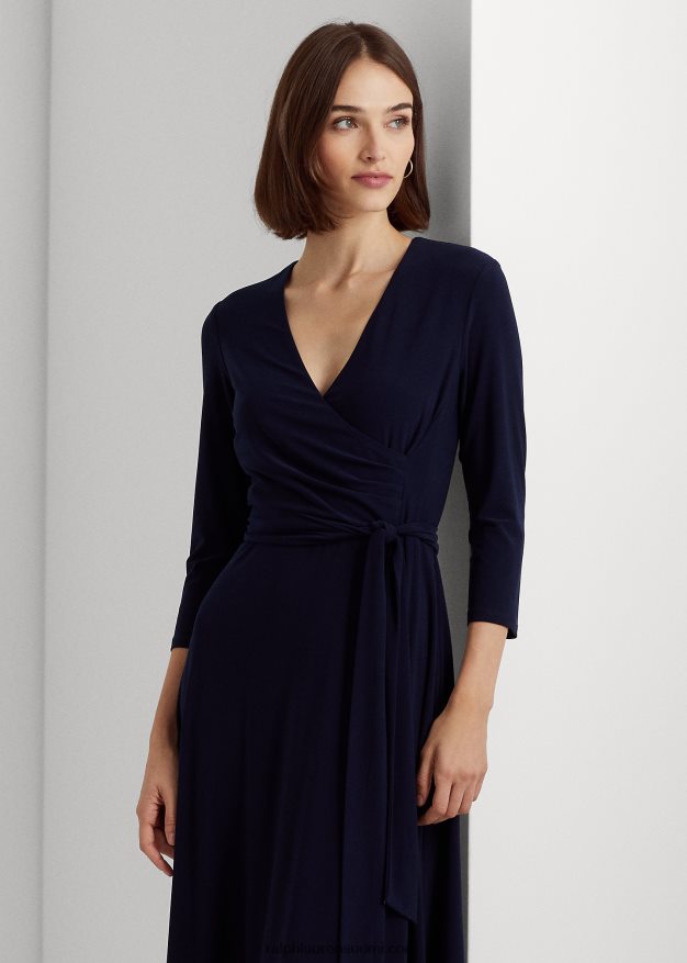 Ralph Lauren naiset surplice jersey mekko 0Z24ZR4434 majakan laivasto