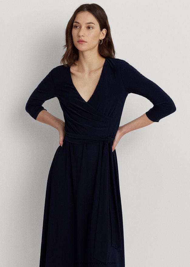 Ralph Lauren naiset surplice jersey mekko 0Z24ZR9151 majakan laivasto