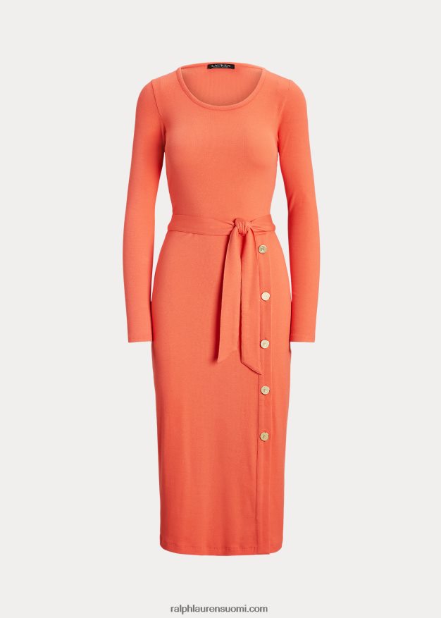 Ralph Lauren naiset vyöllä resorineulottu mekko 0Z24ZR9552 sataman koralli